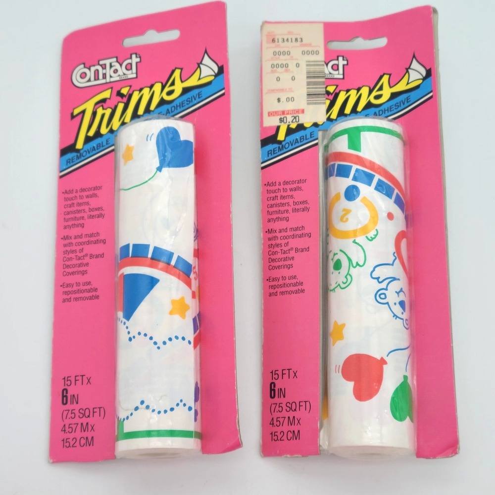 Vintage 1991 Rubbermaid ConTact Paper Border Trims Wallpaper ROLLER BEARS 2 Roll